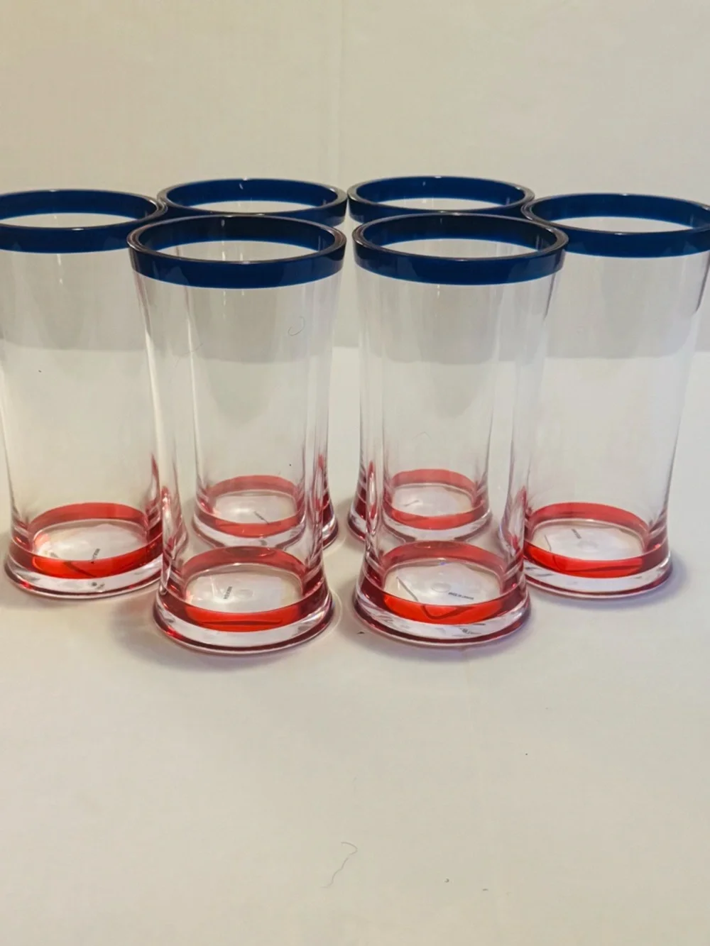 NWOT 7pc Americana Acrylic Swirl Pitcher/Lid & Tumbler Set - Red/Blue